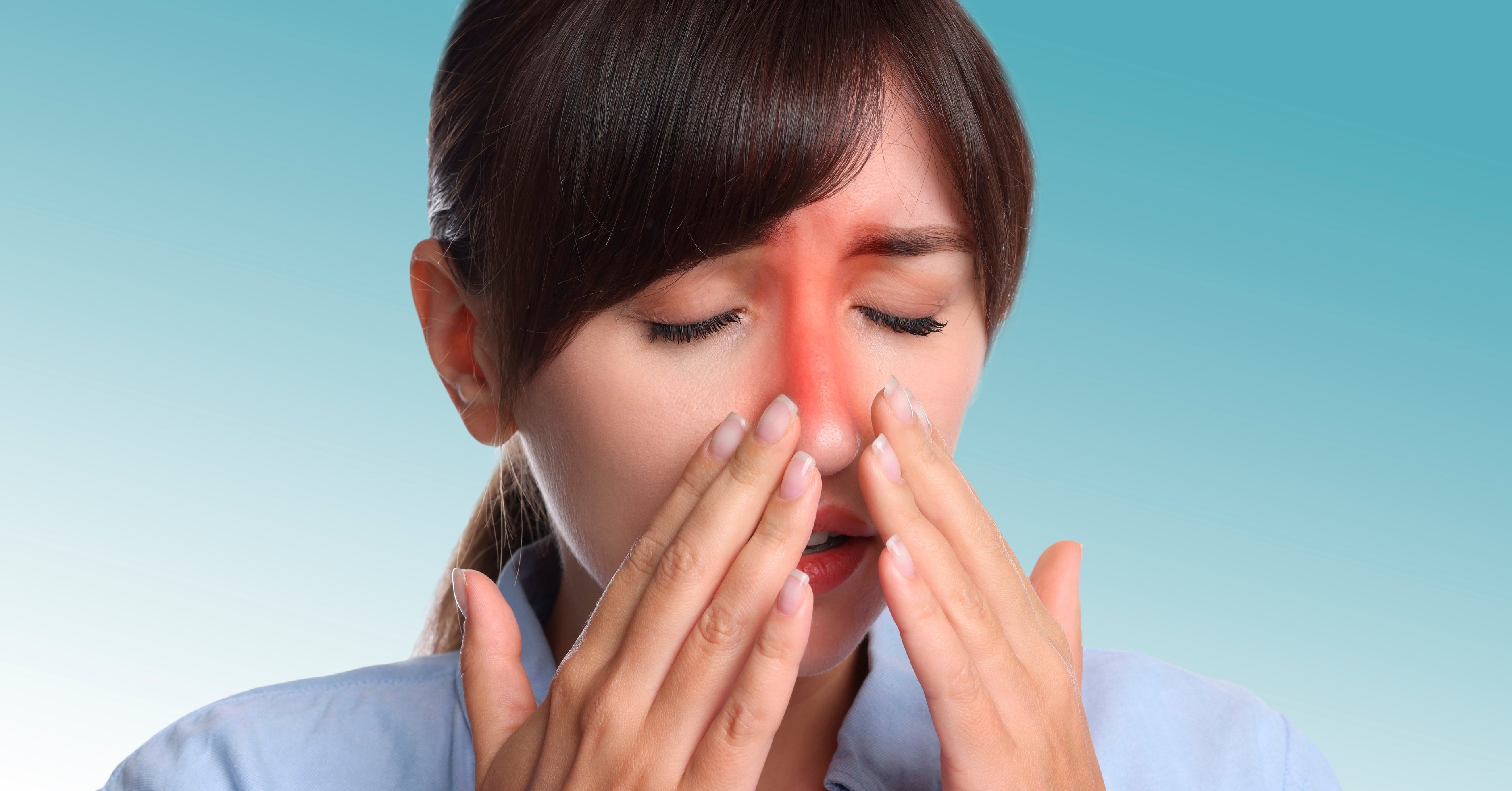 Woman with sinus infection/ sinus problems