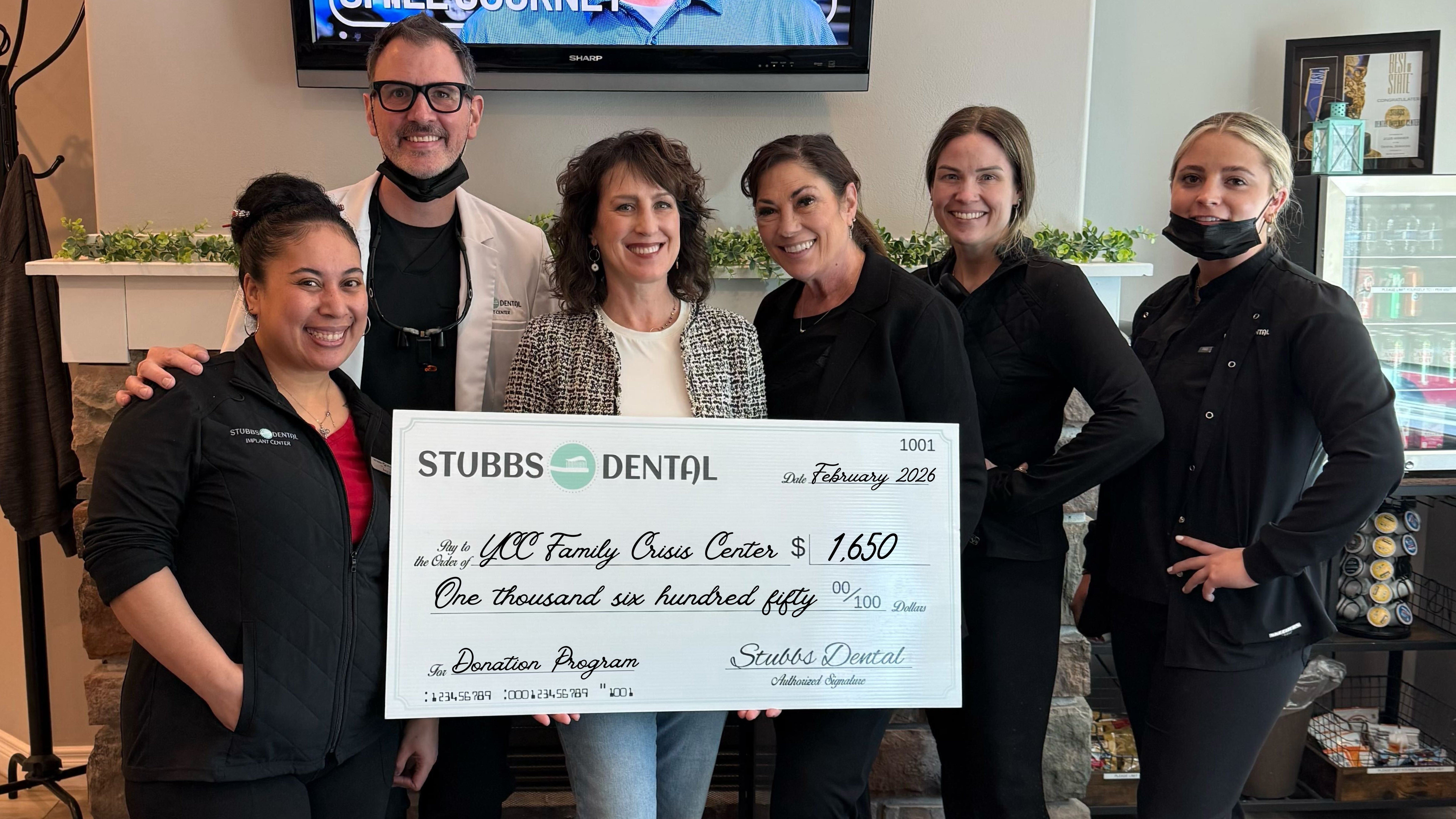 Stubbs Dental donates to YCC Family Crisis Center